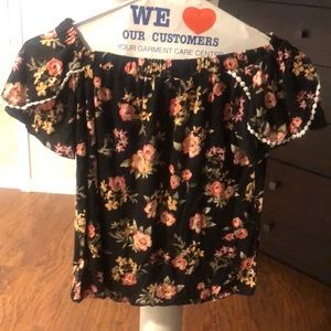 Off the shoulder floral shirt